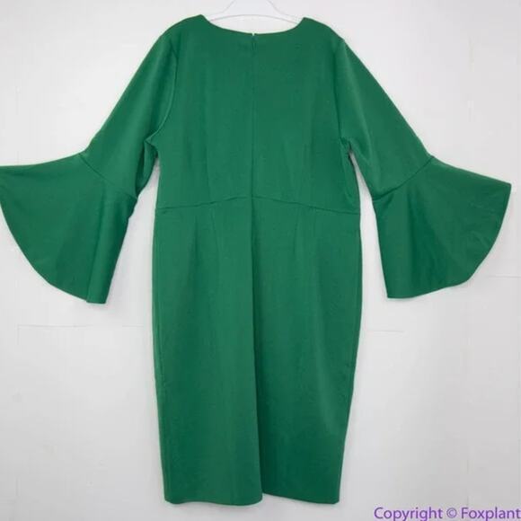 NEW Eloquii green scuba dress flare sleeves, size 22 - Picture 6 of 14